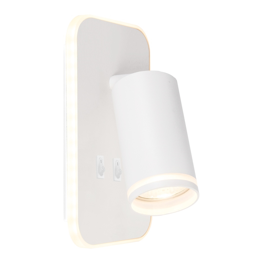 Світлодіодний настінний точковий світильник PIPE 1xGU10/10W/230V + LED/6W білий