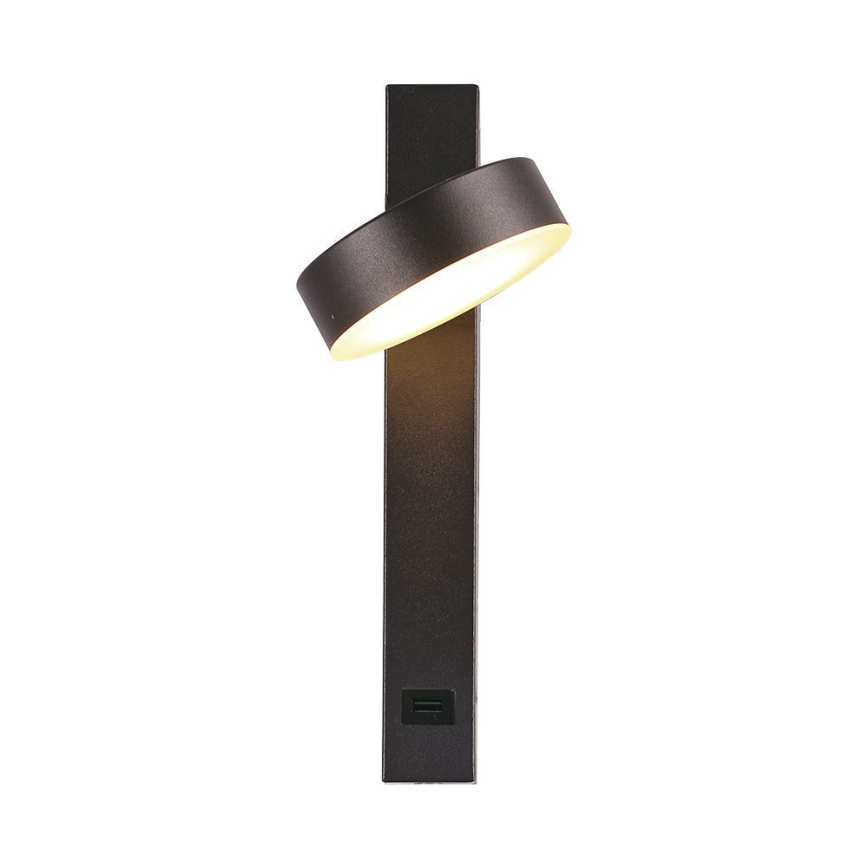 Світлодіодний настінний точковий світильник з USB-портом LED/8W/230V 3000K