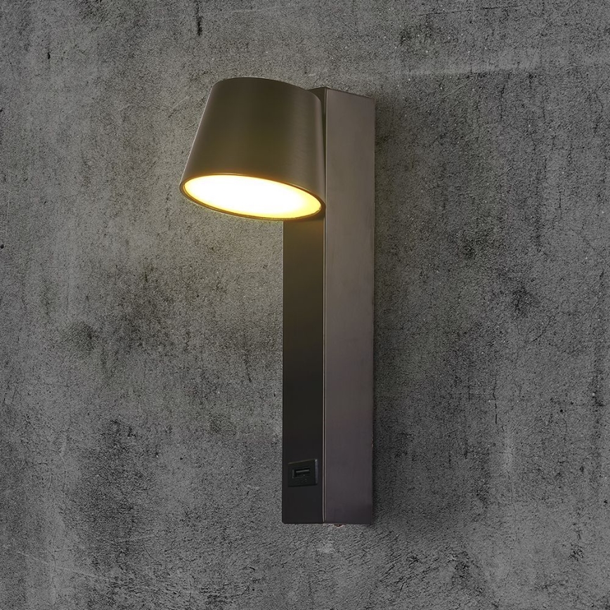 Світлодіодний настінний точковий світильник з USB-портом LED/8W/230V 3000K