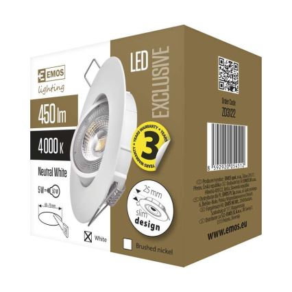 Світлодіодний підвісний стельовий світильник EXCLUSIVE LED/5W/230V 4000 K білий
