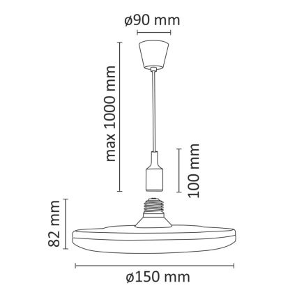 Світлодіодний підвісний світильник KIKI 1xE27/10W/230V чорний