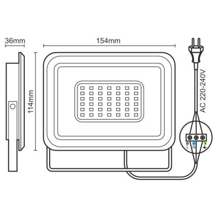 Світлодіодний прожектор LED/30W/230V 4000K IP65