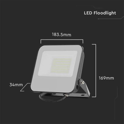 Світлодіодний прожектор LED/50W/230V 4000K IP65 чорний