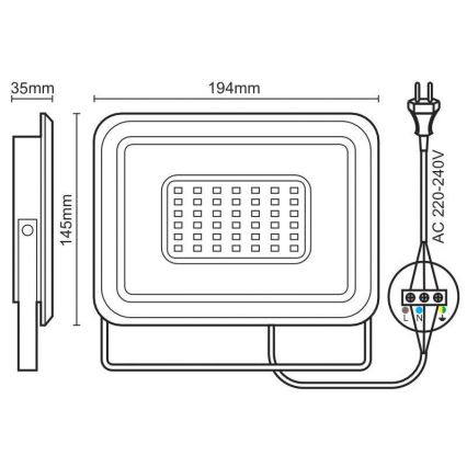 Світлодіодний прожектор LED/50W/230V 4000K IP65