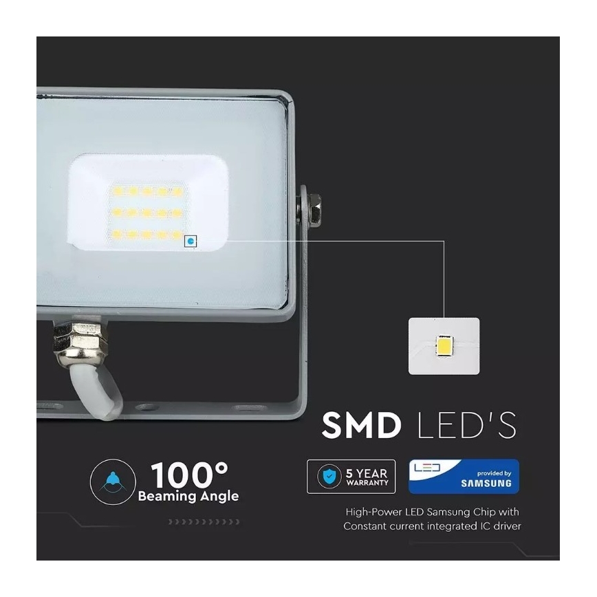 Світлодіодний прожектор SAMSUNG CHIP LED/10W/230V IP65 4000K сірий