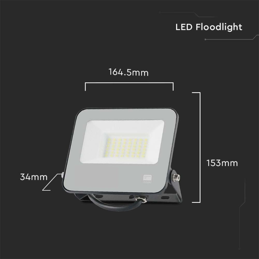 Світлодіодний прожектор SAMSUNG CHIP LED/30W/230V 4000K IP65 чорний