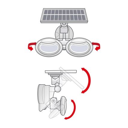 Світлодіодний прожектор з датчиком на сонячній батареї 2xLED/4W/5V IP65 2000 mAh