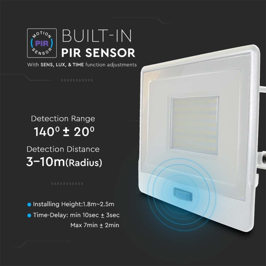 Світлодіодний прожектор з датчиком LED/50W/230V 4000K IP65 білий