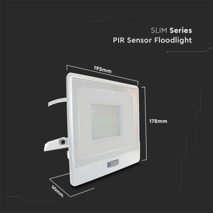 Світлодіодний прожектор з датчиком LED/50W/230V 4000K IP65 білий