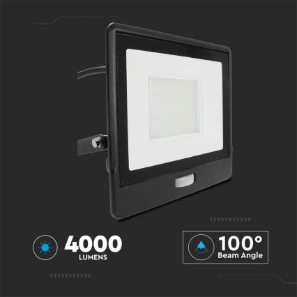 Світлодіодний прожектор з датчиком LED/50W/230V 6500K IP65 чорний