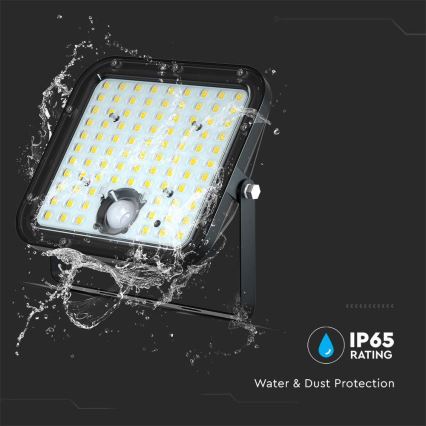 Світлодіодний прожектор з датчиком на сонячній батареї LED/30W/6,4V 4000K + пульт дистанційного керування