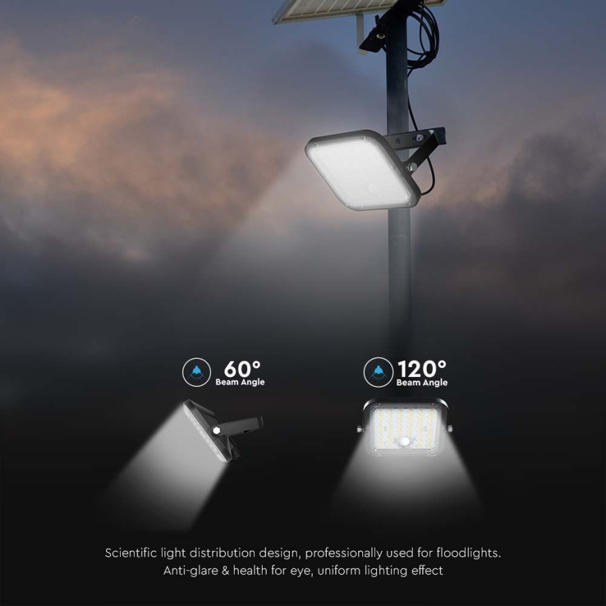 Світлодіодний прожектор з датчиком на сонячній батареї LED/30W/6,4V 4000K + пульт дистанційного керування