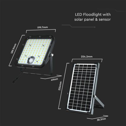 Світлодіодний прожектор з датчиком на сонячній батареї LED/30W/6,4V 4000K + пульт дистанційного керування