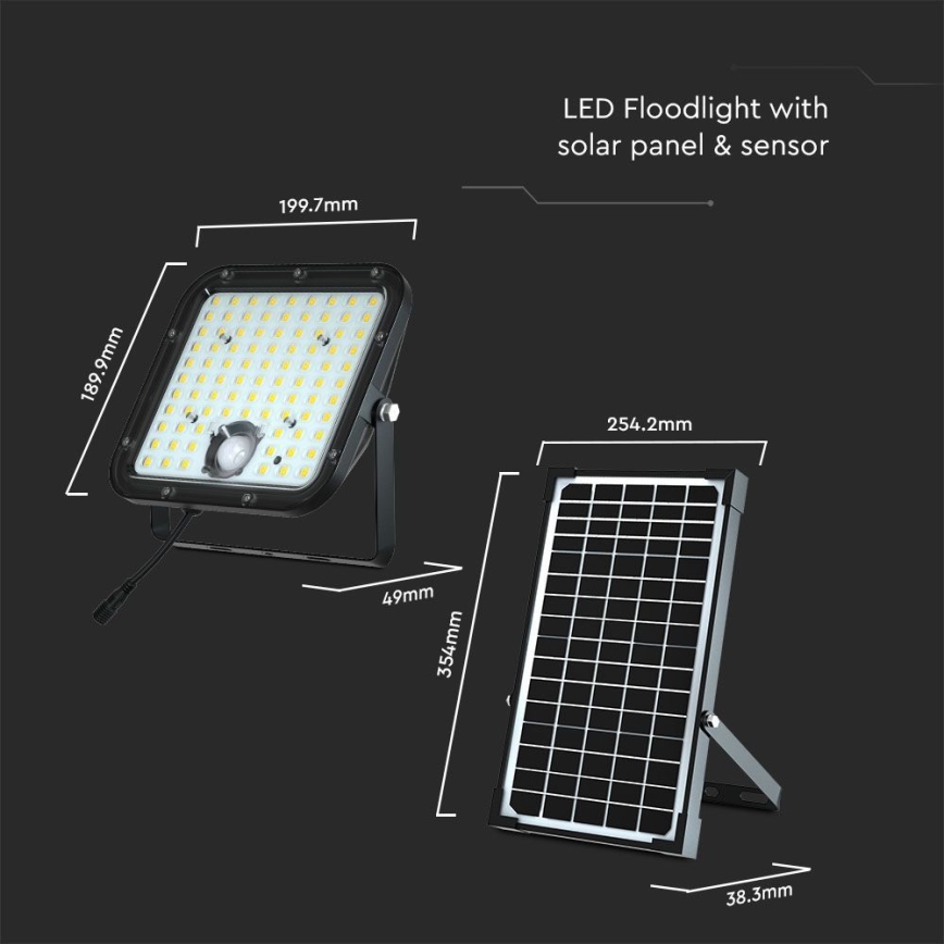 Світлодіодний прожектор з датчиком на сонячній батареї LED/30W/6,4V 4000K + пульт дистанційного керування