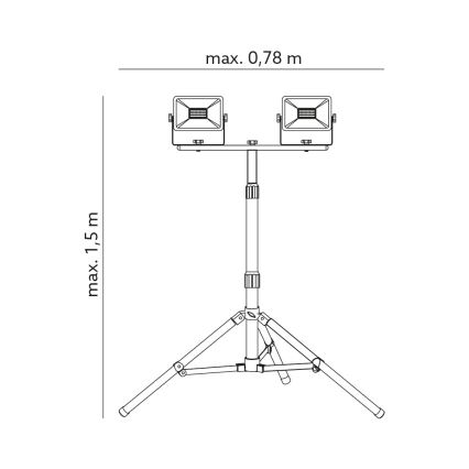 Світлодіодний прожектор зі стійкою 2xLED/30W/230V IP65