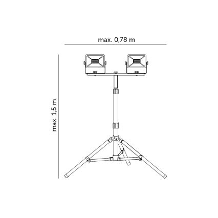 Світлодіодний прожектор зі стійкою 2xLED/30W/230V IP65