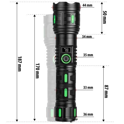 LED-регульований акумуляторний ліхтар з функцією павербанку 20W/5V IP44 1200 lm 5000 mAh