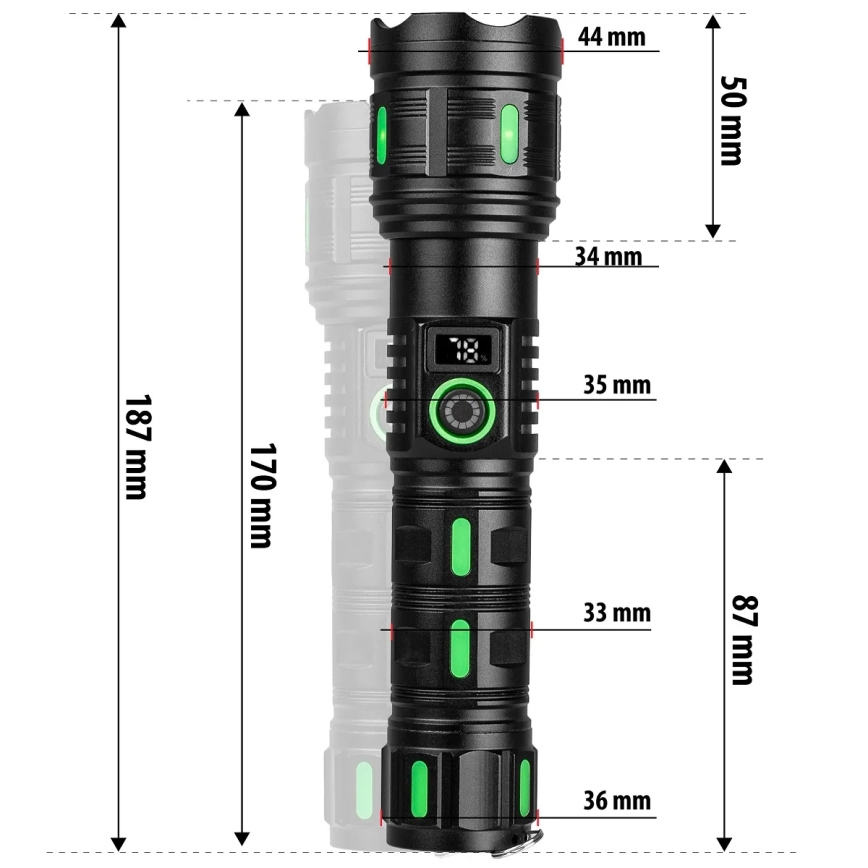 LED-регульований акумуляторний ліхтар з функцією павербанку 20W/5V IP44 1200 lm 5000 mAh