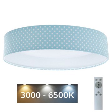 Світлодіодний регульований дитячий стельовий світильник SMART GALAXY KIDS LED/24W/230V 3000-6500K горошок бірюзовий/білий + дистанційне керування