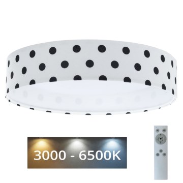 Світлодіодний регульований дитячий стельовий світильник SMART GALAXY KIDS LED/24W/230V 3000-6500K білий/чорний у горошок + дистанційне керування
