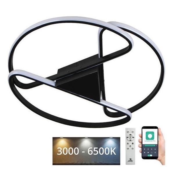 Світлодіодний регульований стельовий світильник LED/75W/230V 3000-6500K чорний + дистанційне керування