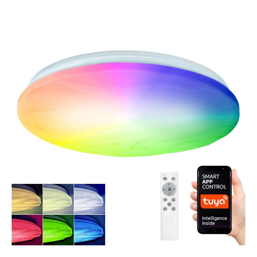 Світлодіодний RGB стельовий світильник з регулюванням яскравості WAVE LED/30W/230V Wi-Fi Tuya + пульт ДК