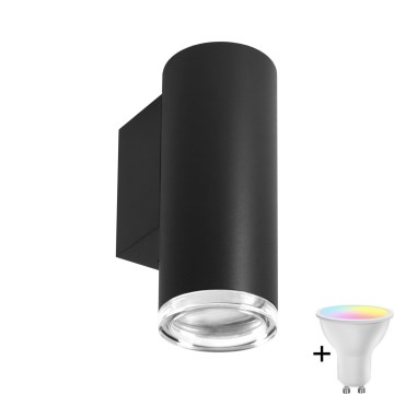 Світлодіодний RGBW затемнювальний настінний світильник TURYN 1xGU10/6,5W/230V 2700-6500K Wi-Fi IP44 чорний