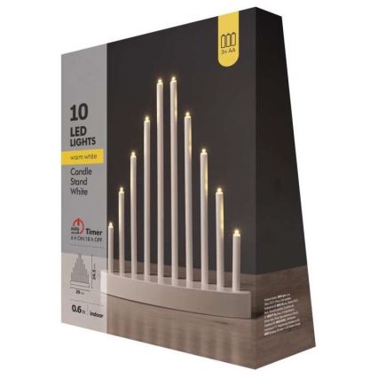 Світлодіодний різдвяний підсвічник 10xLED/0,6W/4,5V білий