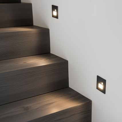 Сходовий світильник LED з датчиком руху та сутінковим датчиком LED/1,5W/230V 3000/4000/6000K чорний