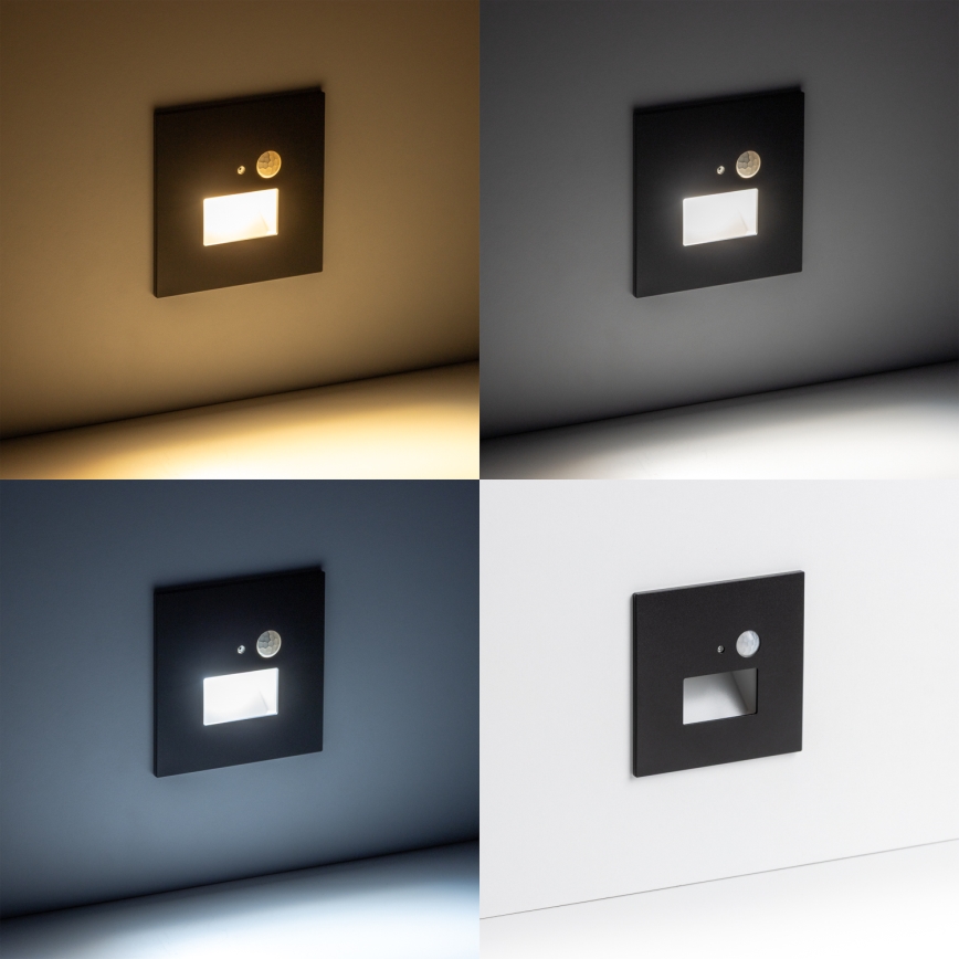 Сходовий світильник LED з датчиком руху та сутінковим датчиком LED/1,5W/230V 3000/4000/6000K чорний