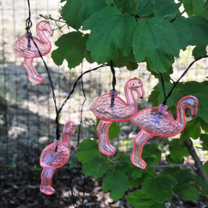 Світлодіодний сонячний декоративний ланцюг 10xLED/1,2В 300 мАг 3,8 м IP44 фламінго