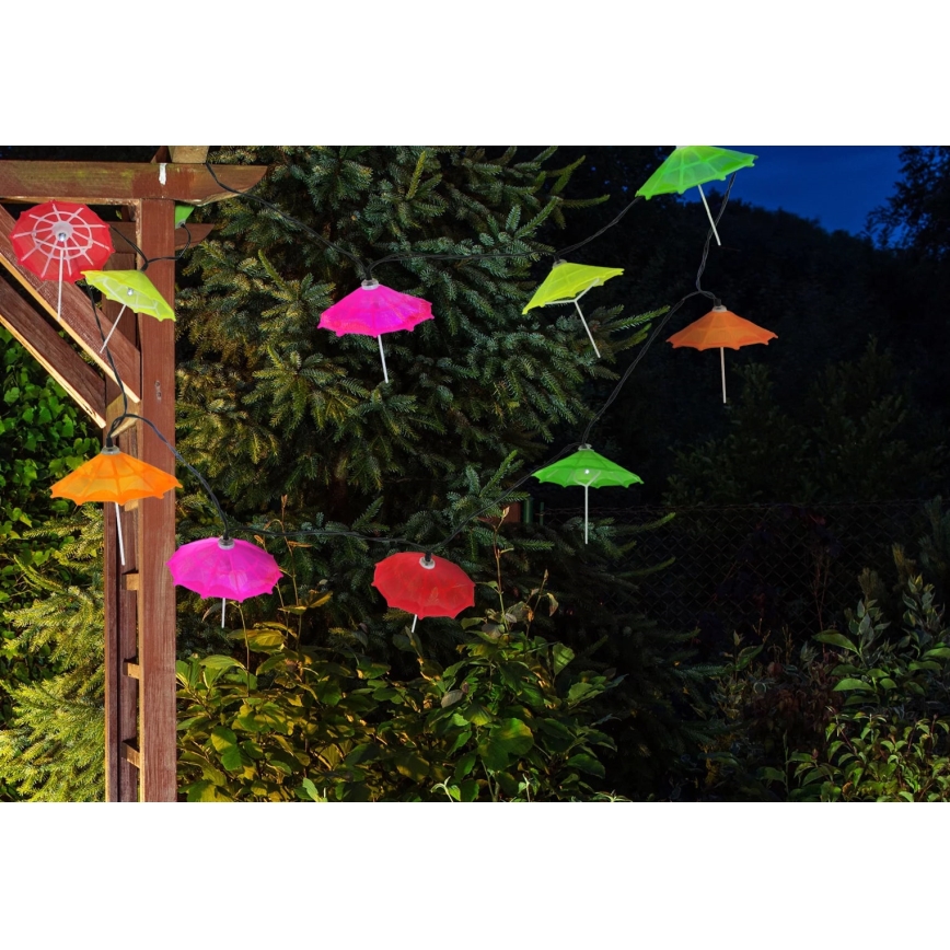 Світлодіодний сонячний ланцюг 10xLED/1,2В 300 мАг 3,8 м IP44 парасолі