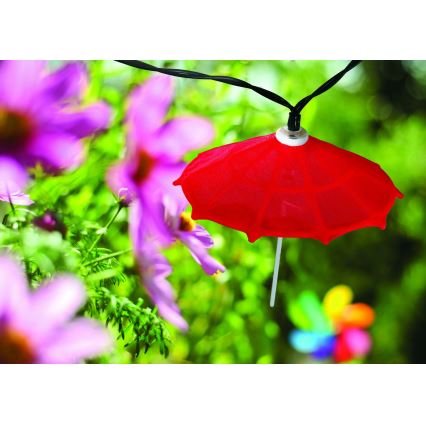 Світлодіодний сонячний ланцюг 10xLED/1,2В 300 мАг 3,8 м IP44 парасолі