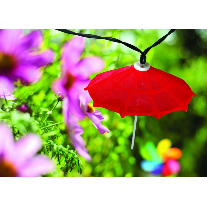 Світлодіодний сонячний ланцюг 10xLED/1,2В 300 мАг 3,8 м IP44 парасолі