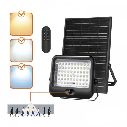 Сонячний LED-прожектор з датчиком MHCS LED/20W/3,2V 3000/4000/6500K IP65 10000 mAh + пульт дистанційного керування