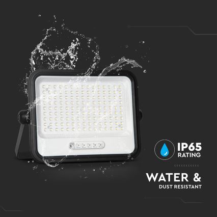 Регульований LED сонячний прожектор LED/300W/3,2V 2000-8000K IP65 15000 mAh чорний + дистанційне керування