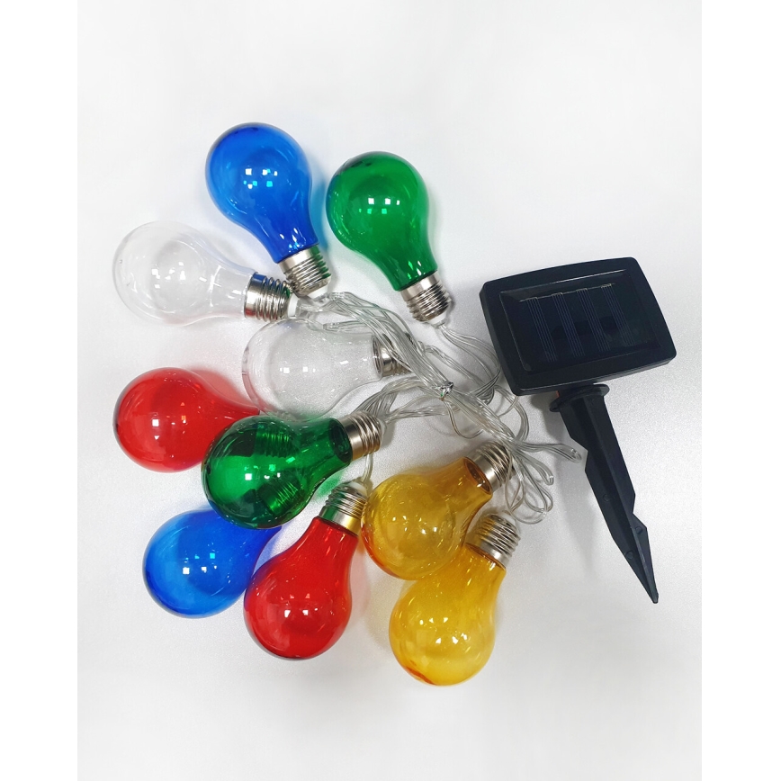 Світлодіодний сонячний вуличний ланцюг 10xLED/1,2В 300 мАг 2,2 м IP44 багатобарвний