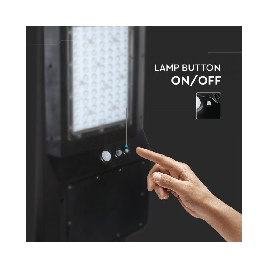 Світлодіодний сонячний вуличний ліхтар із сенсором LED/40W/9,6V IP65 4000K + дистанційне керування