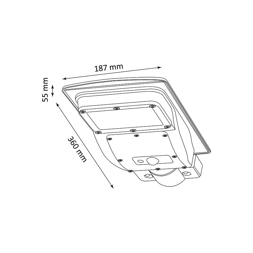 Світлодіодний сонячний вуличний ліхтар із сенсором STREET LED/3W/3,2V 5000 mAh IP65 + дистанційне керування
