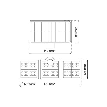 Світлодіодний сонячний прожектор з датчиком руху та сутінків LED/20W/3,7V 1200 мАг IP44 + дистанційне керування