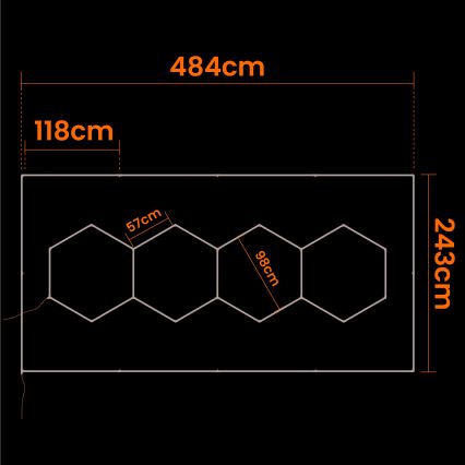 Світлодіодний стельовий світильник HEXAGON LED/426W/85-265V 4000K 484x243 см CRI 90 IP44 білий