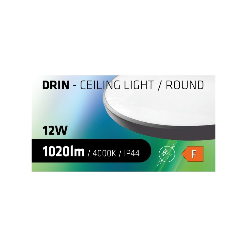 Світлодіодний стельовий світильник для ванної кімнати CIRCLE LED/12W/230V 4000K діаметр 25 см IP44 чорний
