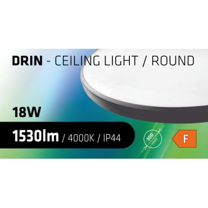 Світлодіодний стельовий світильник для ванної кімнати CIRCLE LED/18W/230V 4000K діаметр 30 см IP44 чорний