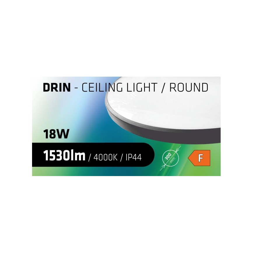 Світлодіодний стельовий світильник для ванної кімнати CIRCLE LED/18W/230V 4000K діаметр 30 см IP44 чорний