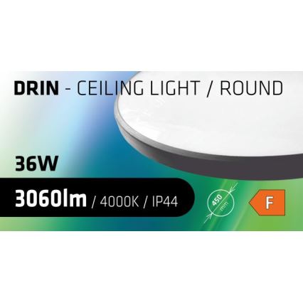 Світлодіодний стельовий світильник для ванної кімнати CIRCLE LED/36W/230V 4000K діаметр 45 см IP44 чорний