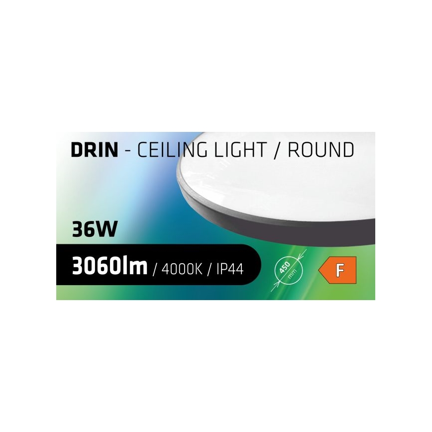 Світлодіодний стельовий світильник для ванної кімнати CIRCLE LED/36W/230V 4000K діаметр 45 см IP44 чорний