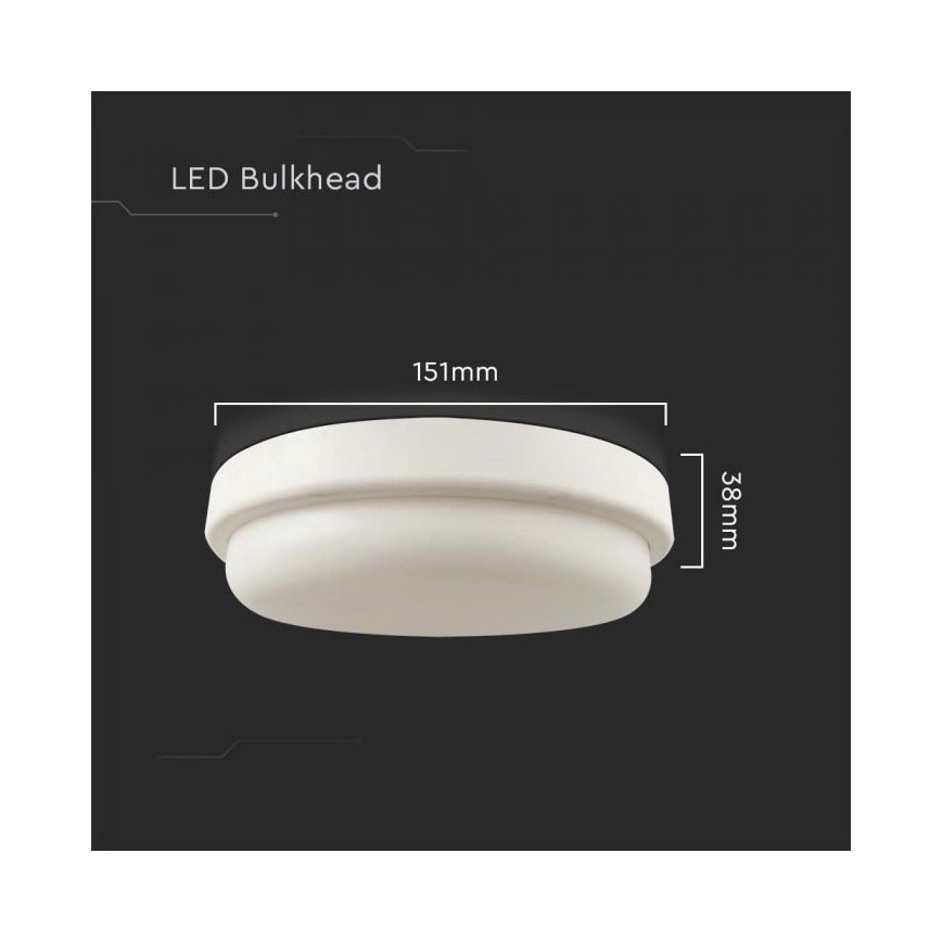 Світлодіодний стельовий світильник для ванної кімнати LED/12W/230V 3000K IP54 діаметр 15 см