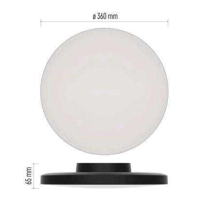 Світлодіодний стельовий світильник для ванної кімнати LED/18W/230V 3000/4000/5700K IP55 чорний