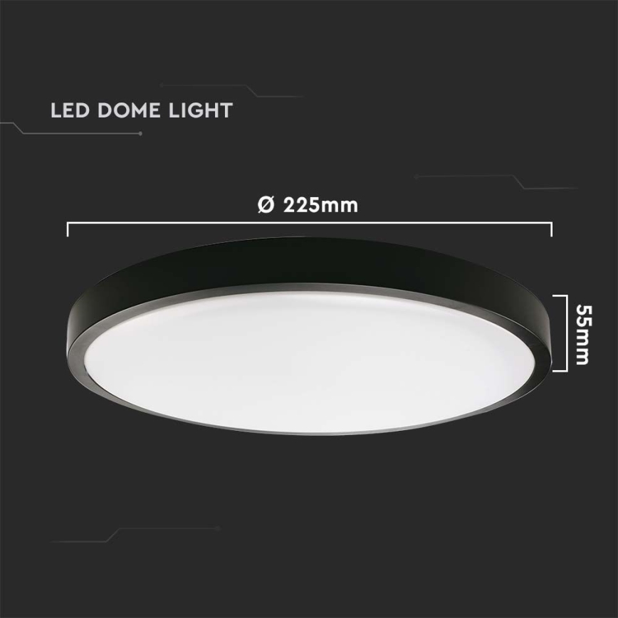 Світлодіодний стельовий світильник для ванної кімнати LED/18W/230V 4000K IP44 чорний