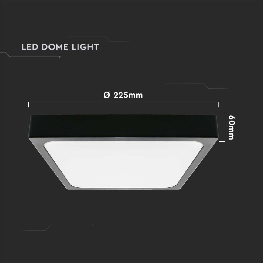 Світлодіодний стельовий світильник для ванної кімнати LED/18W/230V 6500K IP44 22,5x22,5 см чорний